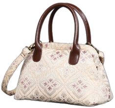 Elegant Tapestry Shoulder Bag With Leather Handles, Elegant Tapestry Bag With Leather Handles, Elegant Tapestry Shoulder Bag With Detachable Handle, Elegant Tapestry Bag With Adjustable Strap, Elegant Tapestry Shoulder Bag With Double Handle, Elegant Tapestry Satchel With Detachable Strap, Beige Tapestry Bag With Handles, Beige Tapestry Top Handle Bag, Beige Tapestry Bags With Top Carry Handle