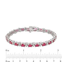 You’ll love the fiery color of this oval-shaped lab-created ruby alternating bracelet. Sterling silver 6.0 x 4.0mm oval-shaped red lab-created rubies alternate with polished ribbon details 7.25 inches; box clasp Red Oval Tennis Bracelet Fine Jewelry, Red Oval Fine Jewelry Tennis Bracelet, Oval Ruby Gemstone Tennis Bracelet, Red Oval Tennis Bracelet For Anniversary, Red Lab, Box Clasp, Bracelet Sterling Silver, Sterling Silver Bracelets, Oval Shape