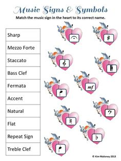 music signs and symbols worksheet for kids to learn how to read the alphabet