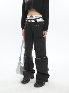 Size(cm) Length Waist Hip Thigh S 104 72 94 49 M 105 74 98 50 L 106 76 102 51 Size: S M L Color classification: smoke gray Year Season: Spring 2023 Length: trousers Color: dark Edgy Straight Leg Bottoms With Zipper Closure, Techwear Cargo Pants With Zipper For Streetwear, Edgy Straight Leg Cargo Pants With Pockets, Edgy Straight Leg Cargo Pants, Full-length Cotton Pants With Zipper Closure, Full Length Cotton Pants With Zipper Closure, Black Cargo Pants With Zip Fly For Fall, Edgy Straight Leg Pants With Multiple Pockets, Utility High-waist Bottoms With Zipper Closure