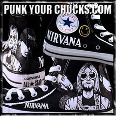 Pick Your Favorite Bands Custom Converse Sneakers, $299.00 Converse Painting, Alt Shoes, Band Shoes, Shoe Painting, Painted Converse