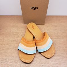 New Ugg Sandals Slides Women Ximena Leather Flip Flop Size 7 May Show Minor Wear From Trying On Mks3498 Orange Slip-on Sandals For Summer, Summer Orange Slip-on Sandals, Orange Slide Sandals For Spring, Orange Closed Toe Summer Sandals, Orange Flat Sandals For Spring, Casual Orange Closed Toe Sandals, Casual Orange Sandals For Spring, Orange Slide Sandals For Summer, Orange Open Toe Slides For Spring