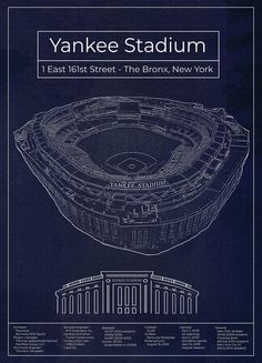 the yankee stadium blueprinted poster