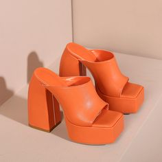 Beautiful and comfy mules that are trendy these days. You never have to sacrifice your comfort for high heels. Upper: Microfiber Lining: Microfiber Outsole: Rubber Toe Shape: Open Toe Closure: Slip on Platform: 4cm/1.5'' Heel: 14cm/5'' is_handmade: Yes Heels Aesthetic, Shoes Heels Classy, Heel Mules, Square Toe Heels, Girly Shoes, Open Toed Heels, Platform Heels Chunky, Unique Shoes, Carrie Bradshaw