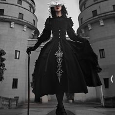 Gothic Bones Corset Waist Leg-Of-Mutton Sleeves Dress Villain Dresses, Gothic Victorian Dresses, Leg Of Mutton Sleeve, Witch Dress, Op Dress, Corset Waist, Boned Corsets, Elegant Gothic, Elegant Embroidery