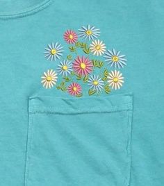 This is embroidery and not vinyl. You know the Comfort Color quality!  We've added a little touch!  All shirts are unisex sizing and super soft.   Here's some more details about this shirt... Cotton 100%   Weight 6.1 Oz   Sizes S, M, L, XL, 2XL, 3XL Features: Double-needle stitched collar and bottom hem Left-chest pocket Set-in sleeves Shoulder-to-shoulder taping Preshrunk, garment-dyed fabric 100% ringspun cotton We strive to make sure our shirts are the best quality.  We promise you will love this shirt! How to order... 1)  Pick size and sleeve length In the personalization box.... 2)  Shirt color - note that not all the shirts are available in both sleeve lengths. 3) A phone number so that we can reach you if we have questions.  We will send you messages here on Etsy, but if we can't ge Blue T-shirt With Embroidered Text For Spring, Spring Green T-shirt With Embroidered Graphics, Blue Tops With Custom Embroidery For Spring, Casual Tops With Embroidered Patch For Spring, Casual Spring Tops With Embroidered Patch, Spring Crew Neck T-shirt With Machine Embroidery, Spring Blue T-shirt With Floral Embroidery, Casual Embroidered Tops With Flower Shape, Wildflower Shirt