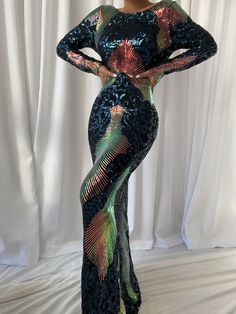 ASAMA Backless Sequin Maxi Dress – ZCRAVE Multicolor Floor-length Party Dress, Multicolor Long Party Dress, Multicolor Sequined Evening Dress For Gala, Glamorous Multicolor Floor-length Dress, Multicolor Floor-length Cocktail Evening Dress, Multicolor Embellished Evening Dress, Embellished Multicolor Evening Dress, Green Long Sleeve Mermaid Evening Dress, Elegant Fitted Multicolor Evening Dress