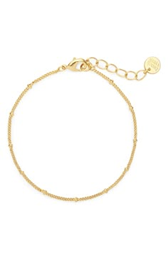 Stationed beads detail a slender chain-link bracelet in gleaming 14-karat-gold plate. Style Name:Brook And York Madeline Chain Bracelet. Style Number: 6247819. Classic Adjustable Bracelet With Lobster Clasp, Adjustable Gold Bracelet With Satellite Chain, Classic Adjustable Gold Bracelet With Lobster Clasp, Adjustable Gold-plated Bracelet With Lobster Clasp, Delicate Metal Chain Link Bracelets, Metal Chain Link Bracelet With Delicate Chain, Dainty Gold Plated Bracelet With Extender, Classic Gold-plated Chain Bracelet With Lobster Clasp, Gold-tone Delicate Chain Metal Bracelet