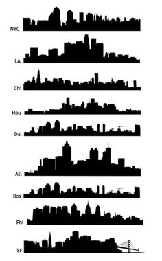 black and white city silhouettes