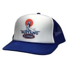 Mustang Ranch Trucker Hats | Adjustable Trucker Foam Blue Hat | Trendy Trucker Mesh Hat | Retro Vintage Trucker Hat | Snapback Hat Mans ⭐Whether taking a ride down the highway, hiking a remote trail, or enjoying some outdoor time with friends, this Trucker Hat is perfect for your next adventure. ⭐Our Adjustable Mustang Ranch Trucker Hats has a pre-curved brim that keeps things on your head in place and features mesh sides and panelling for increased breathability! Constructed from a 100% polyest Ranch Hat, Snapback Hats Men, Beer Hat, Vintage Mustang, Vintage Trucker Hat, Vintage Style Hat, Vintage Snapback, Cute Caps, Snap Back Hat