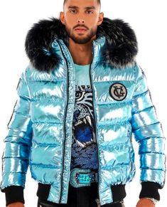 #ad Top Rated Avenue George V Paris puffer Jacket Aqua Blue Rhinestone Fur Hooded L XL 2X 3XL, Fashion Mens Clothing Blue Hooded Puffer Jacket With Detachable Hood, Blue Hooded Puffer Jacket, Luxury Blue Puffer Jacket For Winter, Luxury Blue Puffer Jacket, Luxury Blue Winter Puffer Jacket, Luxury Long Sleeve Puffer Jacket For Streetwear, Luxury Hooded Puffer Jacket For Streetwear, Luxury Streetwear Puffer Jacket, Blue Hooded Puffer Jacket With Padded Collar