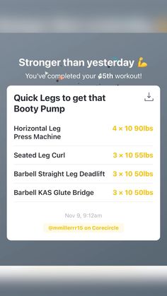 a screen shot of the body pump app