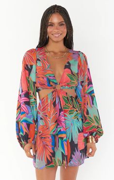 Go Out Cut Out Mini Dress ~ Poppin Poppy – Show Me Your Mumu Multicolor Tropical Mini Dress For Day Out, Tropical Multicolor Mini Dress For Vacation, Trendy Mini Dress For Vacation, Summer Cutout Mini Dress For Brunch, Summer Mini Dress With Cutout, Vacation Mini Dress With Cutout, Chic Cutout Mini Dress For Vacation, Tropical Style Mini Dress, Multicolor Tropical Print Mini Dress For Day Out