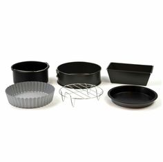 an assortment of black and white baking supplies