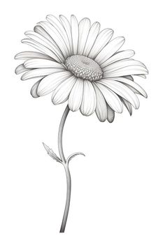 a drawing of a white daisy flower on a white background, with the petals still attached