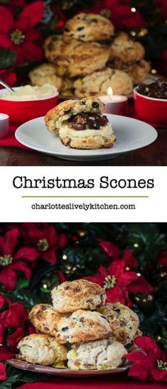 christmas scones with chocolate and cranberry filling