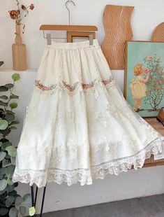 46691644604658 White Long Skirt For Garden Party, Casual White Skirt For Garden Party, White Lined Skirt For Garden Party, Spring Cottagecore Skirt With Ruffled Hem, Spring Cottagecore Skirt With Ruffled Detail, White Pleated Skirt For Garden Party, Cottagecore Lined Skirt Bottoms, White Midi Skirt For Garden Party, Cottagecore Lined Skirt