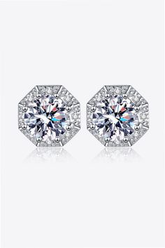 Kennedy 2 Carat Moissanite 925 Sterling Silver Stud Earrings - Cheeky Chic Boutique Stone Properties, Minimalist Studs, Halo Earrings Studs, Moissanite Earrings, Sterling Silver Stud Earrings, Moissanite Jewelry, Physical Activity, Silver Stud Earrings, 3 Carat