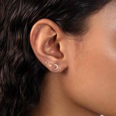 These Gold Vermeil Crescent Moon Stud Earrings are a great addition to your ear stack!| Lead and Nickel free.Sold as a PAIR Gold Filled Height 6mm(0.25in) Post Length 9mm, Thickness 0.8mm(20ga) Push butterfly back closure #E511-GF Everyday Hypoallergenic Moon Shaped Jewelry, Everyday Hypoallergenic Moon-shaped Jewelry, Moon Cartilage Earring, Elegant Single Moon-shaped Cartilage Earring, Celestial Moon-shaped Pierced Cartilage Earrings, Gold Moon-shaped Cartilage Earrings, 14k Gold Moon-shaped Earrings For Pierced Ears, Ear Stack, Moon Studs