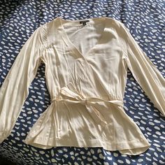 Reposhing This Item I Purchased From @Scorbett14. Loved It, But Ready To Rotate For Something New. Only Worn Once When I Bought It, And I Have Never Worn. Bought It To Wear To A Concert, But Did Not End Up Going. Questions? Leave A Comment Below! Cream V-neck Top For Work, Chic Cream V-neck Top, Fitted Cream V-neck Top, Cream V-neck Blouse For Work, Cream V-neck Blouse For Brunch, Scoop Neck Blouses, Poplin Top, Wrap Shirt, Flowy Blouse