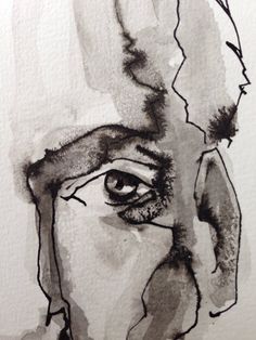 a drawing of a man's face with his eyes open