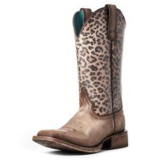 Ariat Leopard Savanna Circuit Boot - Petticoat Junction Cowgirl Boots Square Toed, Western Boots For Men, Leopard Boots, Ariat Boots, Western Boots Women, Work Boots Men, Leather Cowboy Boots, Western Boot, Brown Leopard