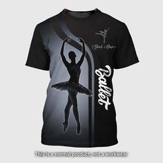 a t - shirt with a black and white photo of a ballerina on it