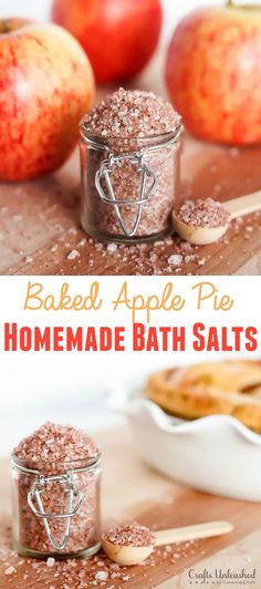 baked apple pie homemade bath salts with apples in the background