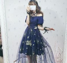 Galaxy Dress, Estilo Harajuku, Space Dress, Victorian Pattern, Harajuku Fashion Street, Net Dress, Princess Skirt, Dress Aesthetic, Pattern Dress