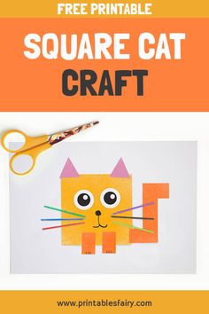 the free printable square cat craft is perfect for kids to make