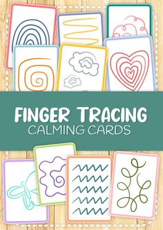 finger traceing cards with the text,'finger traceing calming cards '