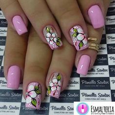 Uñas Floral Nail Designs, Palette Design, Flower Nail Designs, Toe Nail Designs, Acrylic Nail Art