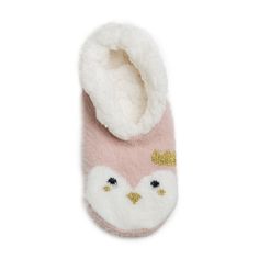 Pink and cream face with gold crown Lounge Slippers. Winter Loungewear Slippers With Round Toe, Winter Slippers With Soft Sole And Synthetic Material, Winter Slippers With Soft Sole In Synthetic Material, Winter Synthetic Slippers With Soft Sole, Cozy Winter Slippers With Soft Sole, Winter Indoor Slippers With Plush Lining, Cozy Non-slip Winter Slippers, Soft Snug Indoor Slippers, Snug Super Soft Winter Slippers