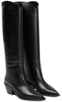 Elegant Knee-length Calf Leather Boots, Calf Leather Knee-high Boots With Block Heel For Work, Wide Calf Knee-high Calf Leather Boots For Office, Wide Calf Calf Leather Knee-high Boots For Office, Leather Knee-high Boots For Office, Wide Calf Knee-high Boots In Calf Leather For Office, Office Wide Calf Knee-high Boots In Calf Leather, Calf Leather Knee-high Boots, Leather Knee-high Boots For Work