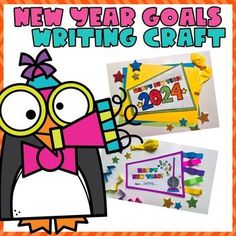 an image of a penguin writing craft for new year's