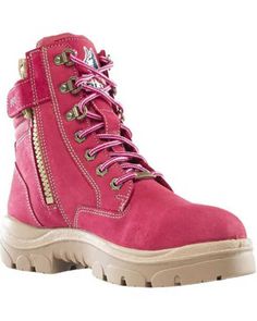 Steel Blue Women's Southern Cross Zip Work Boots - Steel Toe Scalloped Collar, Womens Work Boots, Pink Toes, Southern Cross, Steel Toe Boots, Steel Toe Work Boots, Safety Boots, Work Boot, Toe Boots