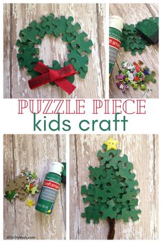 this is an easy christmas craft for kids to make it looks like a puzzle piece