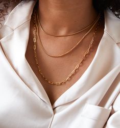 A bold and masculine chain. Elevated enough for everyday but edgy enough for fashionistas.
Find the perfect necklace length here. Find our collection of necklace chains here.
Chain thickness: 3mm | Length: 20" Pinky Promise Ring, Refinery 29, Silver Link Necklace, Chunky Gold Chain, Paperclip Chain Necklace, Curb Chain Necklace, Gold Choker Necklace, Meaningful Jewelry, Gold Choker