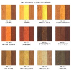 the different colors of wood are shown in this chart