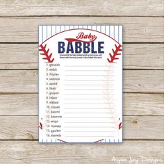 printable baby shower game for baseball fans