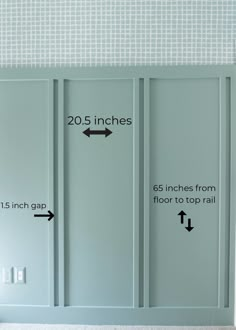 an image of the measurements for doors in a room with white walls and tile flooring