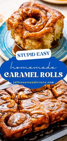 Complete your holiday brunch ideas with this Stupid Easy Homemade Caramel Rolls! Soft and fluffy with an ooey-gooey topping, these homemade rolls are perfect for beginners! Pin this easy holiday baking idea! Easy Caramel Rolls Frozen Bread Dough, Bread Machine Caramel Rolls, Easy Caramel Cinnamon Rolls, Carmel Cinnamon Rolls Easy, Caramel Topping For Cinnamon Rolls, Carmel For Rolls, Carmel Cinnamon Rolls Sticky Buns Recipe, Caramel For Caramel Rolls, Carmel Rolls From Frozen Rolls