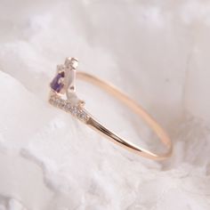 "Amethyst ring, Promise ring gold, Women ring gold, Dainty ring gold, Minimalist ring, Purple stone ring, Amethyst jewelry, Gold ring for her WE OFFER UNLIMITED PERIOD INSTALLMENTS PLAN This is a beautiful, stunning, feminine ring that works well for all occasions, styles, and ages. You will love it! Ring information Main stone: Amethyst Approximate size: 3.0mm Accent stone: Cubic zirconia Metal type: Gold Metal stamp: 14k solid gold Same ring with peridot - https://www.etsy.com/listing/24236383 Fine Jewelry Open Band Birthstone Promise Ring, Fine Jewelry Birthstone Promise Ring With Open Band, Fine Jewelry Open Band Ring With Gemstone, Fine Jewelry Gold Ring With Amethyst, Gemstone Open Band Promise Ring, Open Band Gemstone Promise Ring, Amethyst Promise Ring In Yellow Gold, Yellow Gold Amethyst Jewelry For Promise Ring, Fine Jewelry Amethyst Gold Ring