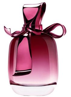 a purple bottle with a bow on the top is shown in front of a white background