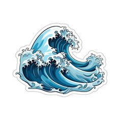 Ocean Wave Sticker Decal Clear Aesthetic, Border Sticker, Surf Stickers, Art Japonais, Sea Art, Ocean Wave, Water Bottle Stickers, Car Decals Vinyl, Cut Stickers