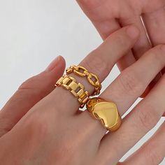 18k Gold plated stainless steel Heart dome ring Comes in sizes 6 & 7 Hypo allergenic, non-tarnish Dome Ring, Domed Ring, Signet Ring, 18k Gold, Gold Plate, Plating, Stainless Steel, Ring, Gold