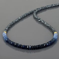 "Natural Blue Sapphire Necklace ,Sapphire Gemstone Necklace, Sapphire Beads Necklace, Blue Sapphire Beaded Necklace,Rondelles Faceted Sapphire Stone Gift ,Multi Sapphire Necklace, Beaded Sapphire Gemstone Jewelry, Raw Diamond Necklace Uncut Diamond Nuggets Beaded Necklace Black Diamond Necklace 18\"diamond Strand Layering Necklace  Shape- Rondelle Faceted Uncut Nuggets  Size- 3-3.5mm Approx. Length- 45CM Metal- Pure 925 Sterling Silver  Blue Sapphire will bring the wearer wealth, fame, a good name, health, happiness, prosperity, a long life, mental peace, and good children. Wearing a blue sapphire protects against danger, travel problems, terror, thieves, accidents and problems from storms, fire, or natural disasters. It can cause financial fortunes to change for the better, help with a pe Uncut Stone Jewelry, Raw Diamond Necklace, Rough Diamond Jewelry, Gemstone Choker Necklace, Necklace Sapphire, Black Diamond Necklace, Sapphire Beads, Crystal Bead Jewelry, Blue Sapphire Necklace