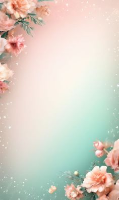 pink flowers on a blue background with space for text