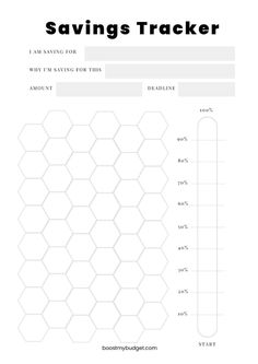 a printable savings tracker with the words saving tracker on it and an image of a hexagonal pattern