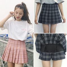 Japanese sweet high waist pleated skirt  - Thumbnail 2 Harajuku Skirt, Korean Fashion Ideas, Korean Blouse, Skirt Diy, High Waisted Pleated Skirt, Plaid Pleated Skirt, Mia 3, Korean Fashion Trends, Plaid Skirt